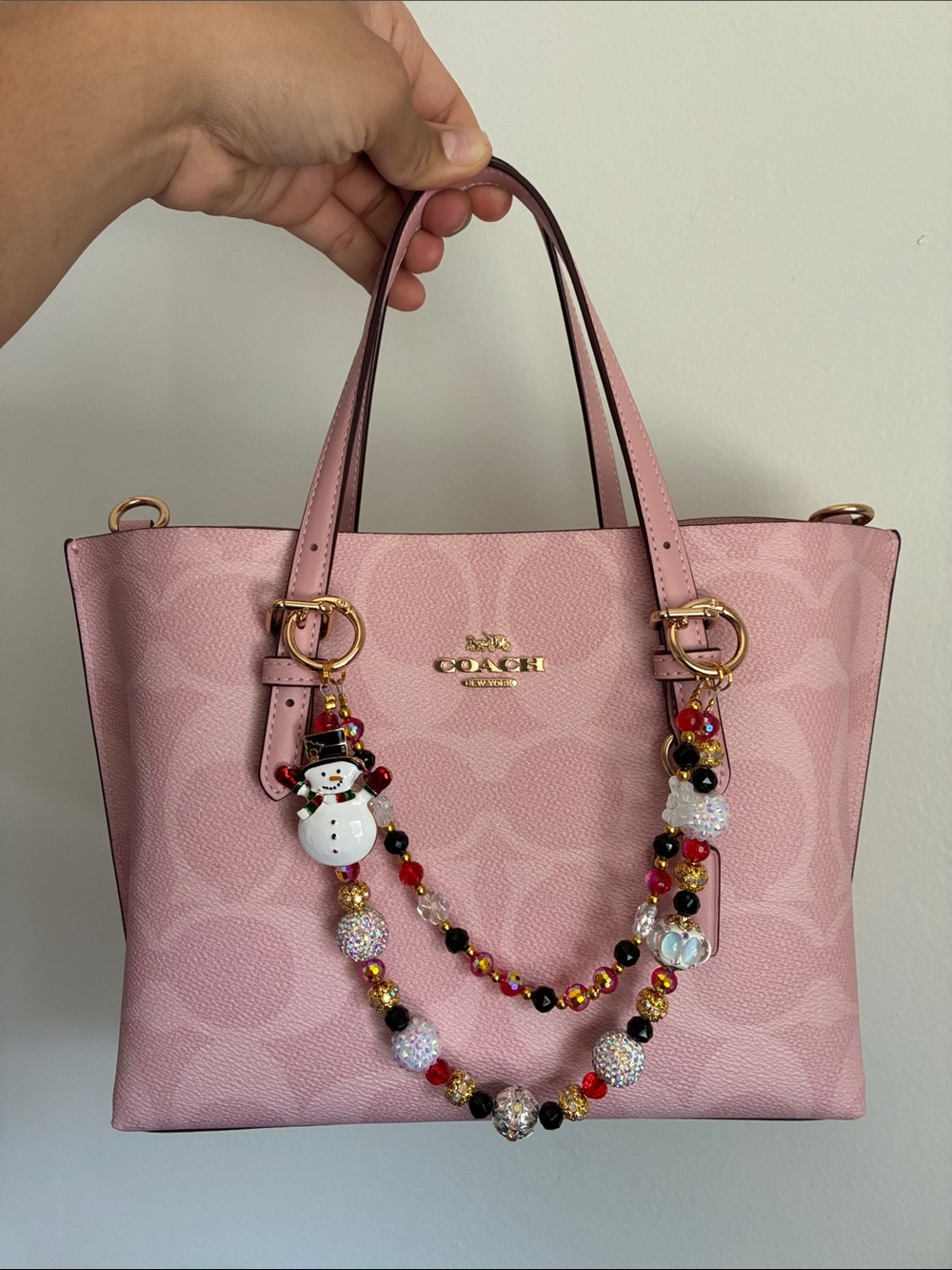 Christmas Snowman Charm Beaded Bag Chain